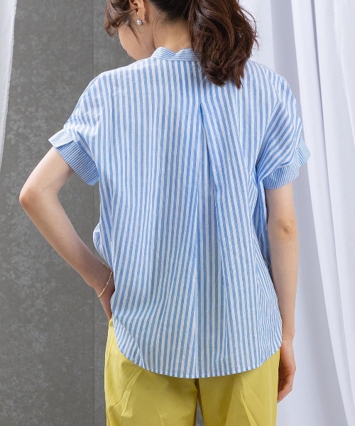 STUDIO PICONE（スタジオピッコーネ）の「コットン×麻ストライプブラウス（シャツ/ブラウス・レディース・ブルー/ネイビー・M/L/LL）」の18枚目の写真