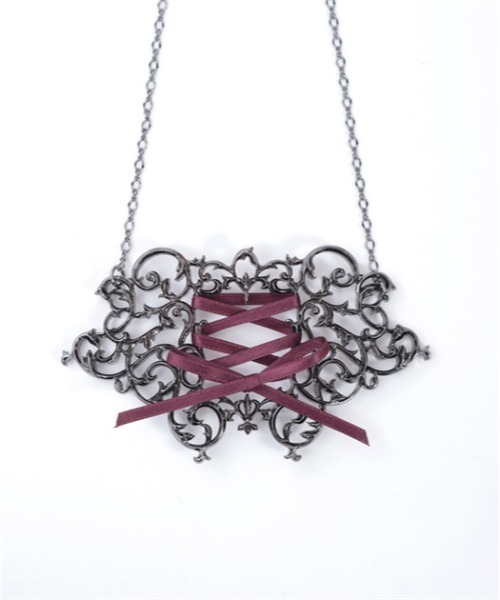 axes femme POETIQUE(アクシーズファムポエティック)の「レースアップネックレス(ネックレス・レディース・アンティークシルバー/ブラック・FREE)」の6枚目の写真