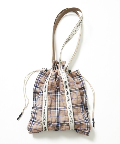 FREAK'S STORE（フリークスストア）の「BROWN THEATRE PRODUCTS/ブラウンシアタープロダクツ 別注 チェック柄フリルシューズバッグ（トートバッグ・レディース・ブラック/ピンク/ベージュ・ONE SIZE）」の13枚目の写真