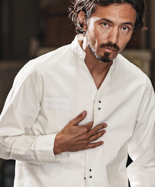wjk reluxe（ダブルジェーケーリラックス）の「ms5984-ripstop no collar hook shirts ノーカラーフックシャツ（シャツ/ブラウス・メンズ・ホワイト/ブラック/ライトカーキ・S/M/L）」の6枚目の写真