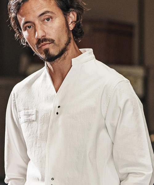 wjk reluxe（ダブルジェーケーリラックス）の「ms5984-ripstop no collar hook shirts ノーカラーフックシャツ（シャツ/ブラウス・メンズ・ホワイト/ブラック/ライトカーキ・S/M/L）」の7枚目の写真