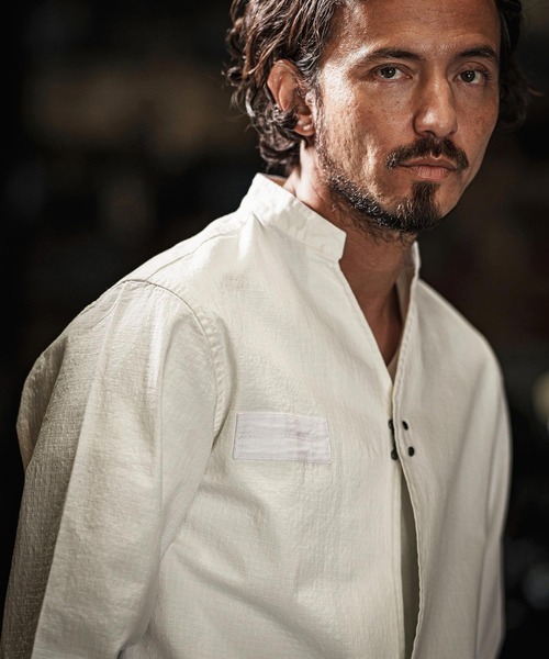 wjk reluxe（ダブルジェーケーリラックス）の「ms5984-ripstop no collar hook shirts ノーカラーフックシャツ（シャツ/ブラウス・メンズ・ホワイト/ブラック/ライトカーキ・S/M/L）」の8枚目の写真