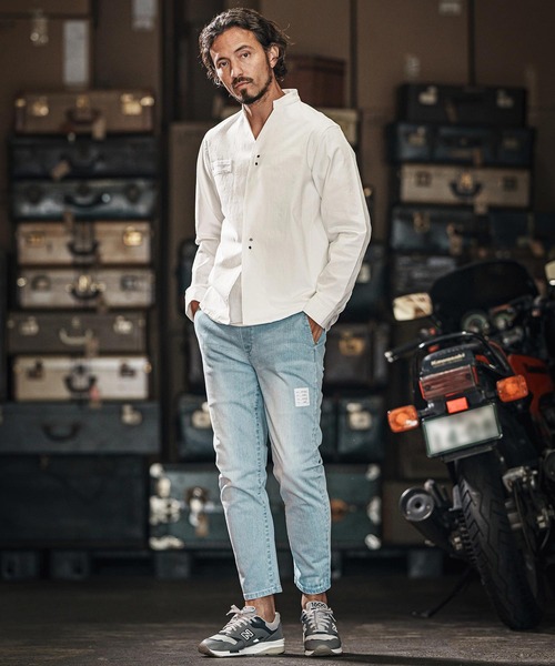 wjk reluxe（ダブルジェーケーリラックス）の「ms5984-ripstop no collar hook shirts ノーカラーフックシャツ（シャツ/ブラウス・メンズ・ホワイト/ブラック/ライトカーキ・S/M/L）」の9枚目の写真