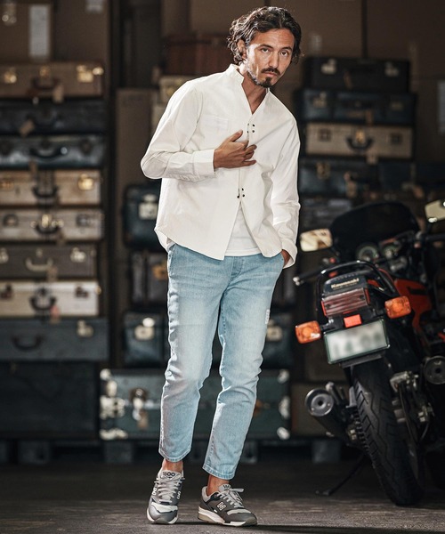 wjk reluxe（ダブルジェーケーリラックス）の「ms5984-ripstop no collar hook shirts ノーカラーフックシャツ（シャツ/ブラウス・メンズ・ホワイト/ブラック/ライトカーキ・S/M/L）」の11枚目の写真