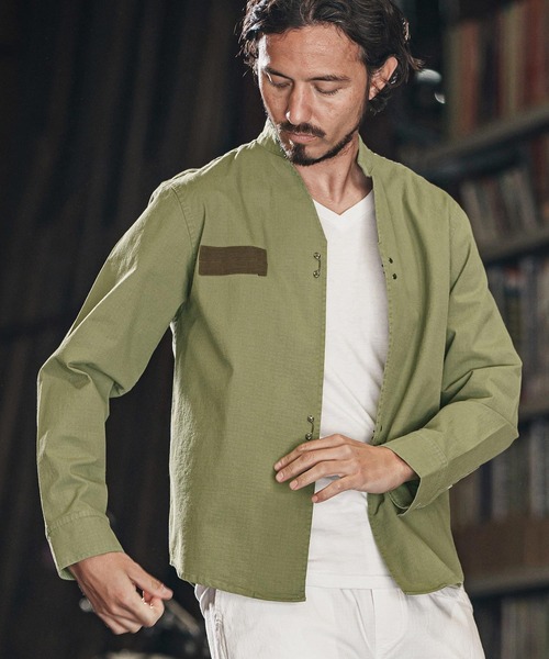 wjk reluxe（ダブルジェーケーリラックス）の「ms5984-ripstop no collar hook shirts ノーカラーフックシャツ（シャツ/ブラウス・メンズ・ホワイト/ブラック/ライトカーキ・S/M/L）」の14枚目の写真