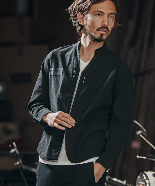 wjk reluxe（ダブルジェーケーリラックス）の「ms5984-ripstop no collar hook shirts ノーカラーフックシャツ（シャツ/ブラウス・メンズ・ホワイト/ブラック/ライトカーキ・S/M/L）」の19枚目の写真