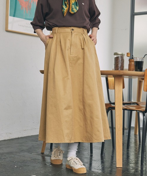 フロントタック フレア チノ ロングスカート MONO-MART LADY'S│MONO