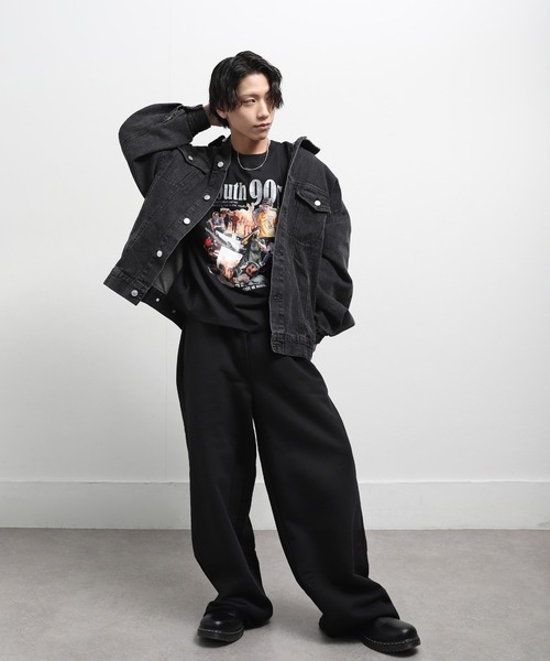 ZIP FIVE（ジップファイブ）の「【ZIP FIVE】 ビッグシルエット ケミカル / ネイビー デニム Gジャン / デニムジャケット（デニムジャケット・メンズ・ブラック/ネイビー/ブルー・FREE）」の14枚目の写真