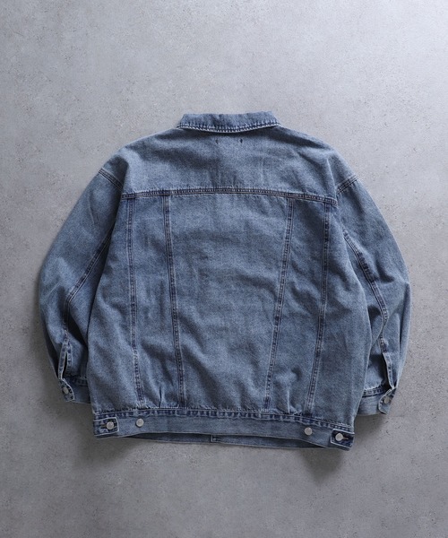 ZIP FIVE（ジップファイブ）の「【ZIP FIVE】 ビッグシルエット ケミカル / ネイビー デニム Gジャン / デニムジャケット（デニムジャケット・メンズ・ブラック/ネイビー/ブルー・FREE）」の7枚目の写真