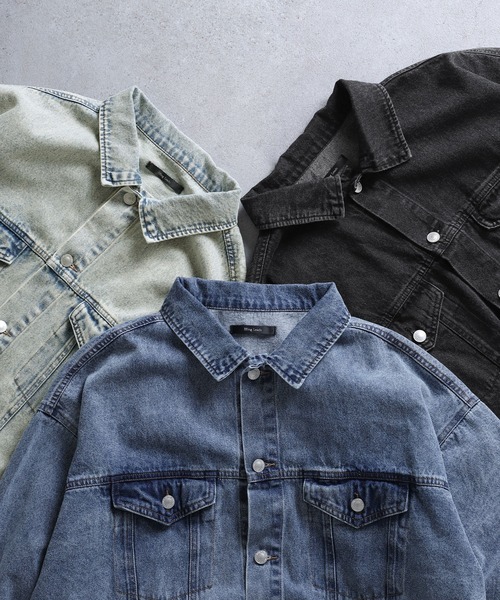 ZIP FIVE（ジップファイブ）の「【ZIP FIVE】 ビッグシルエット ケミカル / ネイビー デニム Gジャン / デニムジャケット（デニムジャケット・メンズ・ブラック/ネイビー/ブルー・FREE）」の10枚目の写真