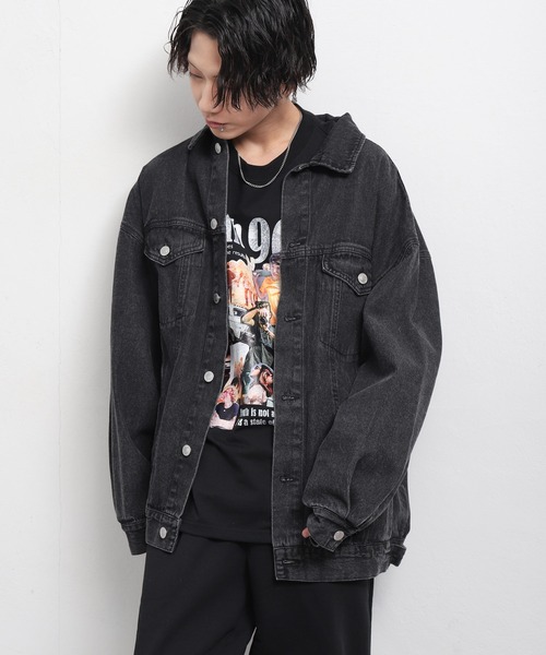 ZIP FIVE（ジップファイブ）の「【ZIP FIVE】 ビッグシルエット ケミカル / ネイビー デニム Gジャン / デニムジャケット（デニムジャケット・メンズ・ブラック/ネイビー/ブルー・FREE）」の12枚目の写真