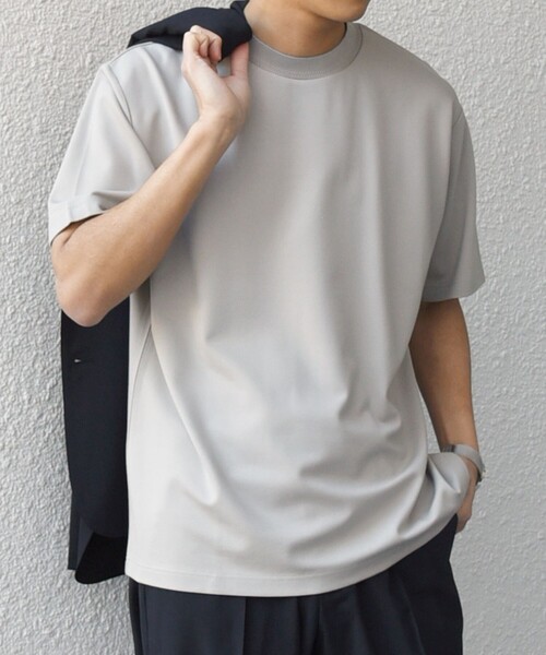 SHIPS any(シップス エニィ)の「SHIPS any: デザイン リブ ハイゲージ ポンチ クルーネック Tシャツ◇(Tシャツ/カットソー・メンズ・ダークグレー/ベージュ/ネイビー/ホワイト/ブラック/チャコールグレー・X-LARGE/LARGE/MEDIUM/SMALL)」の5枚目の写真
