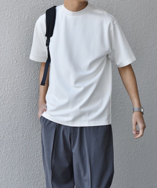 SHIPS any(シップス エニィ)の「SHIPS any: デザイン リブ ハイゲージ ポンチ クルーネック Tシャツ◇(Tシャツ/カットソー・メンズ・ダークグレー/ベージュ/ネイビー/ホワイト/ブラック/チャコールグレー・X-LARGE/LARGE/MEDIUM/SMALL)」の9枚目の写真