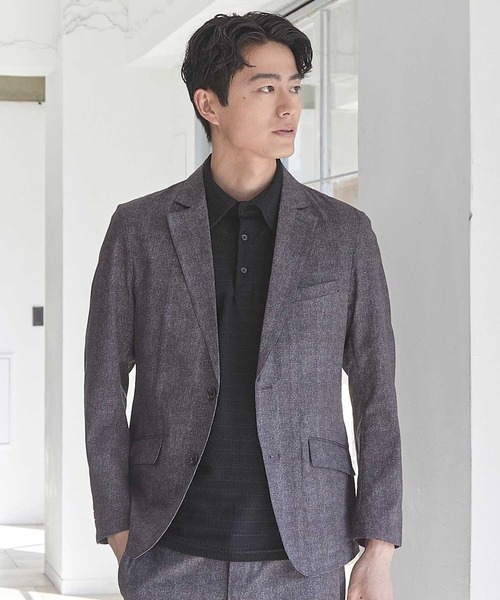 UNION STATION（ユニオンステーション）の「【セットアップ着用可能】メッシュメランジプリントテーラードジャケット（テーラードジャケット・メンズ・ネイビー/ブラック・S/M/L/LL）」の3枚目の写真