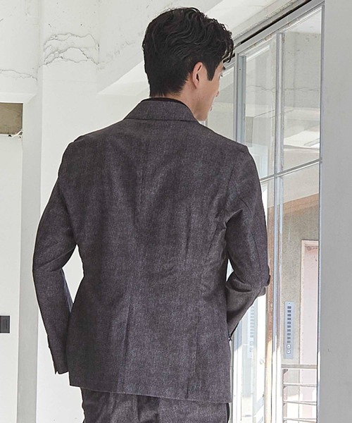 UNION STATION（ユニオンステーション）の「【セットアップ着用可能】メッシュメランジプリントテーラードジャケット（テーラードジャケット・メンズ・ネイビー/ブラック・S/M/L/LL）」の5枚目の写真