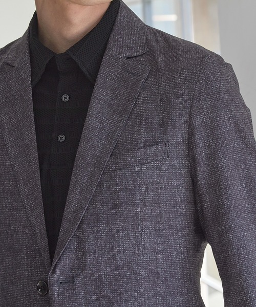 UNION STATION（ユニオンステーション）の「【セットアップ着用可能】メッシュメランジプリントテーラードジャケット（テーラードジャケット・メンズ・ネイビー/ブラック・S/M/L/LL）」の6枚目の写真