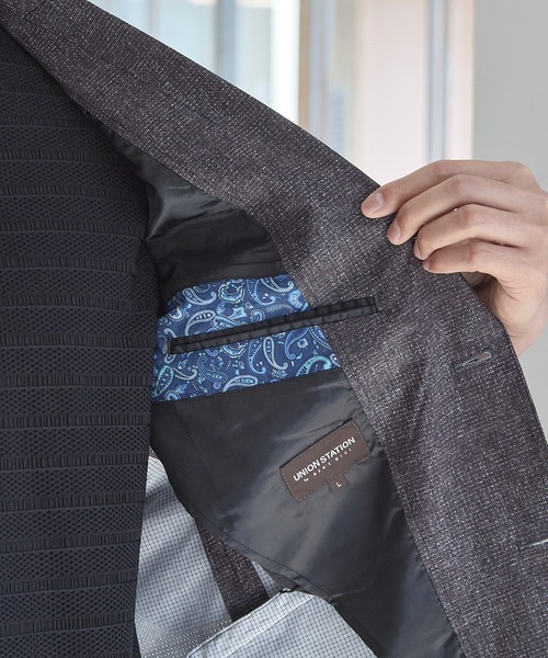 UNION STATION（ユニオンステーション）の「【セットアップ着用可能】メッシュメランジプリントテーラードジャケット（テーラードジャケット・メンズ・ネイビー/ブラック・S/M/L/LL）」の7枚目の写真