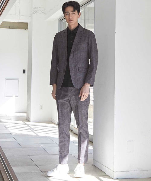 UNION STATION（ユニオンステーション）の「【セットアップ着用可能】メッシュメランジプリントテーラードジャケット（テーラードジャケット・メンズ・ネイビー/ブラック・S/M/L/LL）」の8枚目の写真