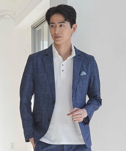 UNION STATION（ユニオンステーション）の「【セットアップ着用可能】メッシュメランジプリントテーラードジャケット（テーラードジャケット・メンズ・ネイビー/ブラック・S/M/L/LL）」の9枚目の写真