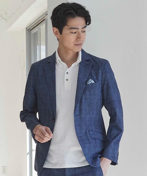 UNION STATION（ユニオンステーション）の「【セットアップ着用可能】メッシュメランジプリントテーラードジャケット（テーラードジャケット・メンズ・ネイビー/ブラック・S/M/L/LL）」の10枚目の写真