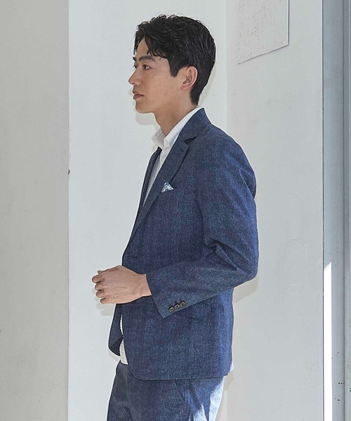 UNION STATION（ユニオンステーション）の「【セットアップ着用可能】メッシュメランジプリントテーラードジャケット（テーラードジャケット・メンズ・ネイビー/ブラック・S/M/L/LL）」の11枚目の写真