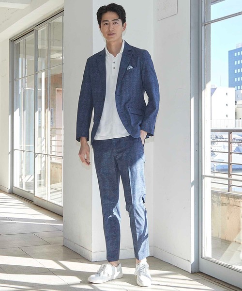 UNION STATION（ユニオンステーション）の「【セットアップ着用可能】メッシュメランジプリントテーラードジャケット（テーラードジャケット・メンズ・ネイビー/ブラック・S/M/L/LL）」の14枚目の写真