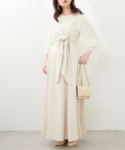 natural couture（ナチュラルクチュール）の「osonoアシメカシュクールリボンキャミワンピース（ワンピース・レディース・アイボリー/ブルー/モカ/ブラック・LARGE/MEDIUM）」の19枚目の写真