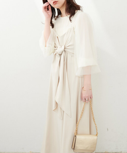 natural couture（ナチュラルクチュール）の「osonoアシメカシュクールリボンキャミワンピース（ワンピース・レディース・アイボリー/ブルー/モカ/ブラック・LARGE/MEDIUM）」の21枚目の写真