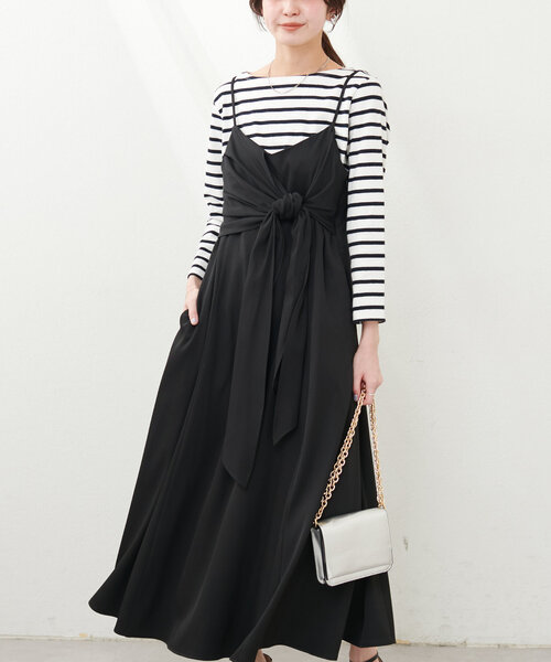 natural couture（ナチュラルクチュール）の「osonoアシメカシュクールリボンキャミワンピース（ワンピース・レディース・アイボリー/ブルー/モカ/ブラック・LARGE/MEDIUM）」の22枚目の写真
