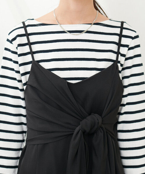 natural couture（ナチュラルクチュール）の「osonoアシメカシュクールリボンキャミワンピース（ワンピース・レディース・アイボリー/ブルー/モカ/ブラック・LARGE/MEDIUM）」の7枚目の写真