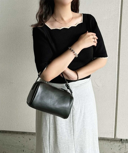 GeeRA(ジーラ)の「夏の大人フェミニンコーデに 配色スカラップ5分袖サマーニット(ニット/セーター・レディース・サンドグレー/オフホワイト/ブラック・LARGE/MEDIUM)」の22枚目の写真
