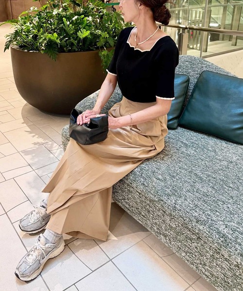 GeeRA(ジーラ)の「夏の大人フェミニンコーデに 配色スカラップ5分袖サマーニット(ニット/セーター・レディース・サンドグレー/オフホワイト/ブラック・LARGE/MEDIUM)」の20枚目の写真