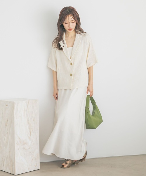 mysty woman(ミスティウーマン)の「ヨウリュウシャツジャケット 328294(テーラードジャケット・レディース・アイボリー/ダークベージュ/ブラック・FREE)」の4枚目の写真