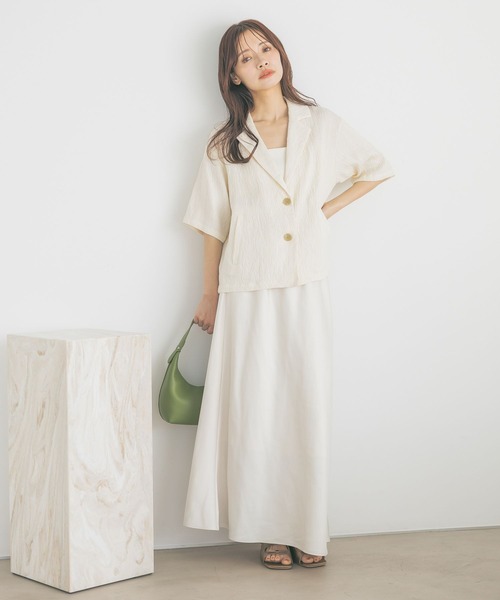 mysty woman(ミスティウーマン)の「ヨウリュウシャツジャケット 328294(テーラードジャケット・レディース・アイボリー/ダークベージュ/ブラック・FREE)」の5枚目の写真