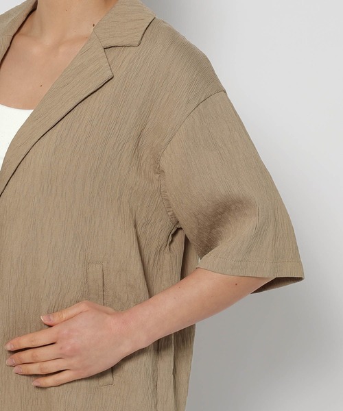 mysty woman(ミスティウーマン)の「ヨウリュウシャツジャケット 328294(テーラードジャケット・レディース・アイボリー/ダークベージュ/ブラック・FREE)」の14枚目の写真