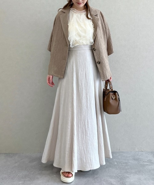 mysty woman(ミスティウーマン)の「ヨウリュウシャツジャケット 328294(テーラードジャケット・レディース・アイボリー/ダークベージュ/ブラック・FREE)」の22枚目の写真