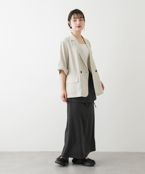 【未使用】BEAUTY&YOUTH LANATEC L ネイビー　セットアップ UR TECH DRYLUXE』リネンライクジャケット（テーラード