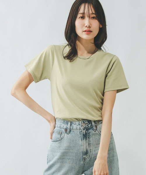 GLOBAL WORK(グローバルワーク)の「Fffit エフィット/やわらかストレッチクルーネックT/291133(Tシャツ/カットソー・レディース・グリーン系その他2/オフホワイト/ブラウン系その他6/ブラック・X-SMALL/MEDIUM/LARGE/SMALL)」の1枚目の写真
