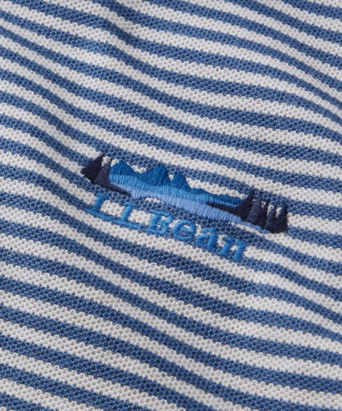 L.L.Bean（エルエルビーン）の「プレミアム・ダブル・エル・ポロシャツ、カタディン・ロゴの刺繍入り　ストライプ ジャパン・フィット（ポロシャツ・メンズ・ブルー・MEDIUM/SMALL/XX-LARGE/X-LARGE/LARGE）」の3枚目の写真