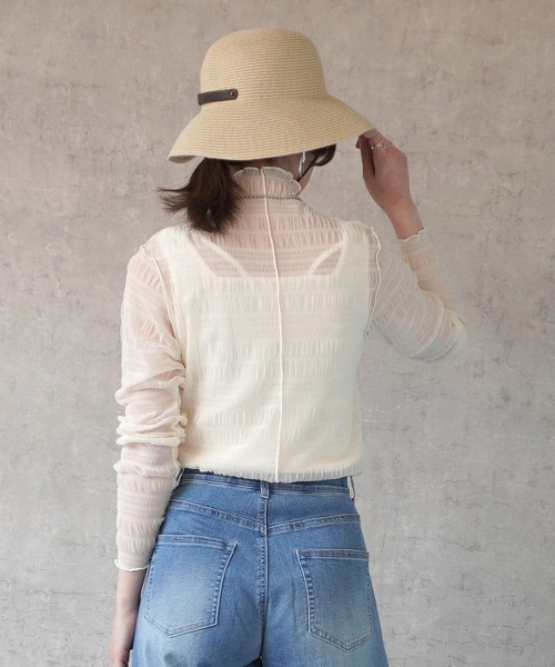 SELECT LEVERY(セレクトリベリー)の「スモッキングレースハイネックプルオーバー(Tシャツ/カットソー・レディース・ブラック/オフホワイト/ナチュラル・MEDIUM)」の12枚目の写真