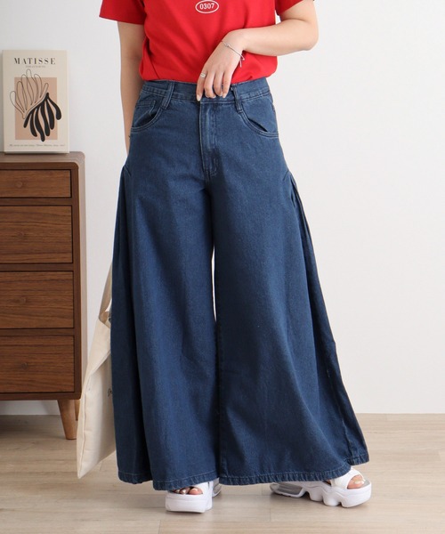 atONE（アットワン）の「デニムバギーパンツ（デニムパンツ・レディース・ネイビー/ブルー・3L/LL/L/M/4L）」の15枚目の写真