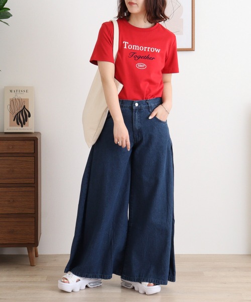atONE（アットワン）の「デニムバギーパンツ（デニムパンツ・レディース・ネイビー/ブルー・3L/LL/L/M/4L）」の12枚目の写真