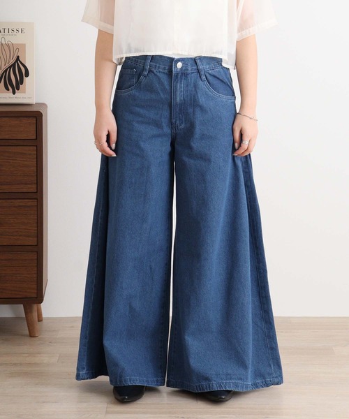atONE（アットワン）の「デニムバギーパンツ（デニムパンツ・レディース・ネイビー/ブルー・3L/LL/L/M/4L）」の4枚目の写真