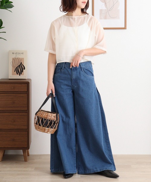 atONE（アットワン）の「デニムバギーパンツ（デニムパンツ・レディース・ネイビー/ブルー・3L/LL/L/M/4L）」の13枚目の写真