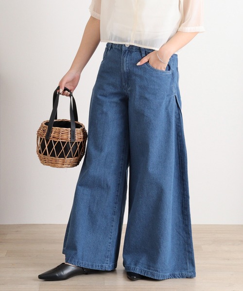 atONE（アットワン）の「デニムバギーパンツ（デニムパンツ・レディース・ネイビー/ブルー・3L/LL/L/M/4L）」の16枚目の写真