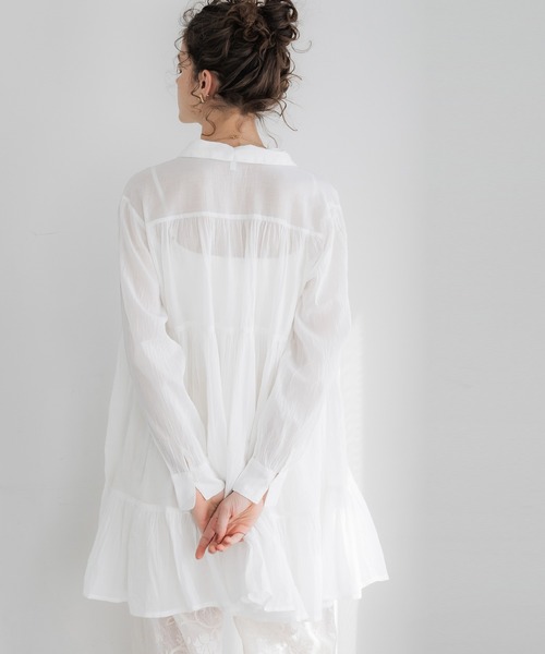 coca(coca)(コカ)の「【WEB限定セール】ティアードチュニック(シャツ/ブラウス・レディース・ホワイト/ドット・S/L/M)」の5枚目の写真