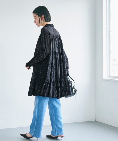 coca(coca)(コカ)の「【WEB限定セール】ティアードチュニック(シャツ/ブラウス・レディース・ホワイト/ドット・S/L/M)」の10枚目の写真