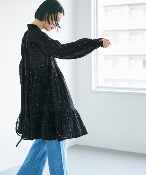 coca(coca)(コカ)の「【WEB限定セール】ティアードチュニック(シャツ/ブラウス・レディース・ホワイト/ドット・S/L/M)」の12枚目の写真
