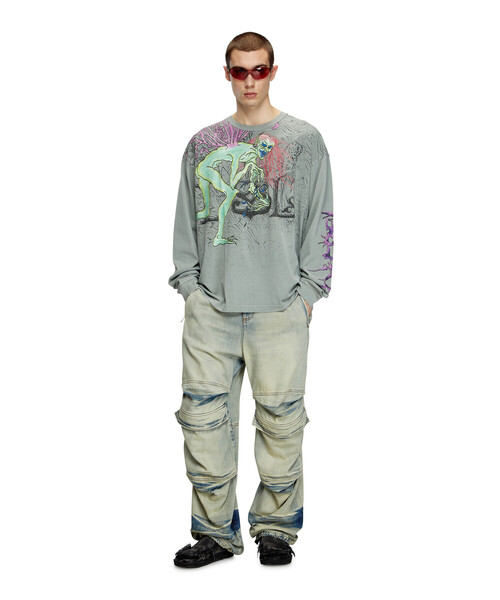 DIESEL ディーゼル　ブルー　カットソー　トレーナー　D-RIBBER-LS DIESEL ディーゼル ブルー カットソー トレーナー D-RIBBER-LS