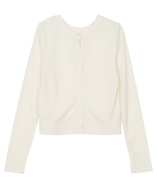 KOBE LETTUCE（コウベレタス）の「前後2wayシアーリブカットソーカーディガン（カーディガン/ボレロ・レディース・ホワイト/ピンク/イエロー/ブラック/ブルー・M）」の14枚目の写真